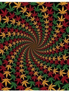 Rasta Leaf Spiral 3D Tapestry ~ Complete w/Corner Loops ~ 30" x 45" ~ Brand New!